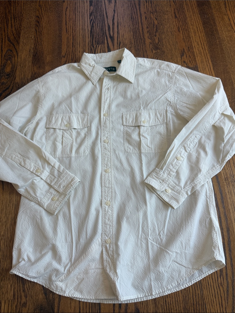 Orvis Off-White Long Sleeve Button-Down Fishing Shirt
